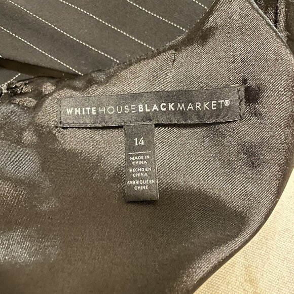 White House Black Market Pinstripe Sleeveless Midi Stretch Sheath Dress Size 14 - Picture 5 of 7